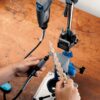 Dremel Drill Press Rotary Tool Workstation Stand with Wrench- 220-01- Mini Portable Drill Press- Tool Holder- 2 Inch Drill Depth- Ideal for Drilling Perpendicular and Angled Holes- Table Top Drill , Silver