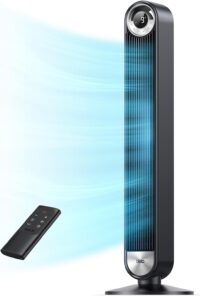 Dreo Tower Fan for Bedroom, Upgraded DC 9 Speeds Ultra-Quiet Floor Fan, 90° Oscillating Fans