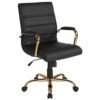 Flash Furniture Black Leather/Gold Frame Office/Desk Chair