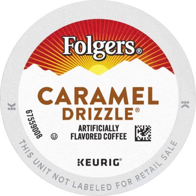Folgers Caramel Drizzle Flavored Coffee, 72 Keurig K-Cup Pods
