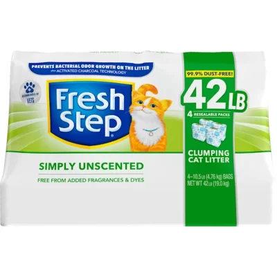 Fresh Step Simply Unscented Clumping Cat Litter, 42 lbs.