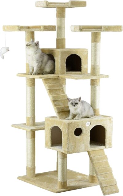 Go Pet Club Beige 72"Cat Tree Condo with Two Ladders