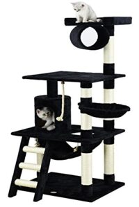 Go Pet Club Black 62" Cat Tree Condo with Hammock and Side Basket