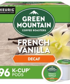 Green Mountain Coffee Roasters French Vanilla Decaf, Single-Serve Keurig K-Cup Pods, Flavored Light Roast Coffee, 96 Count