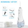 H2ofloss Water Flosser Portable Dental Oral Irrigator with 5 Modes, 6 Replaceable Jet Tips, Rechargeable Waterproof Teeth Cleaner for Home and Travel -300ml Detachable Reservoir (HF-6)