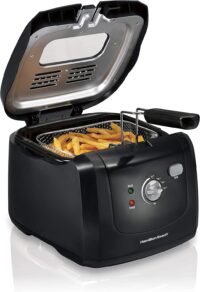 Hamilton Beach 35021 Electric Deep Fryer, Cool Touch Sides Easy to Clean Nonstick Basket, 8 Cups / 2 Liters Oil Capacity, Black