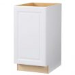 Hampton Bay Hampton Satin White Raised Panel Stock Assembled Pull Out Trash Can Base Kitchen Cabinet (18 in. x 34.5 in. x 24 in.)