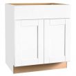 Hampton Bay Shaker Satin White Stock Assembled Base Kitchen Cabinet with Ball-Bearing Drawer Glides (30 in. x 34.5 in. x 24 in.)