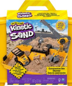 Kinetic Sand, Construction Site Folding Sandbox with Toy Truck and 2lbs of Play Sand, Sensory Toys for Kids Ages 3 and up
