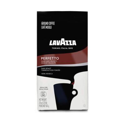 Lavazza Perfetto Ground Coffee Blend 20 Perfetto Ground Dark Roast, Perfetto Ground, Dark Roast, 120 Ounce, (Pack of 6) Authentic Italian, 100% Arabic, Blended And Roated in Italy, Value Pack
