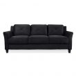 Lifestyle Solutions Harvard 31.5 in. Black Microfiber 4-Seater Tuxedo Sofa with Flared Arms
