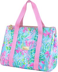 Lilly Pulitzer Thermal Insulated Lunch Cooler Large Capacity, Women's Lunch Bag with Storage Pocket and Shoulder Straps, Best Fishes