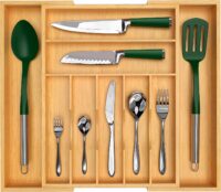 Luxury Bamboo Kitchen Drawer Organizer - Silverware Organizer - Utensil Holder and Cutlery Tray (9 Slot, Natural)