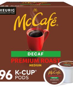 McCafé Premium Roast Decaf, Keurig Single Serve K-Cup Pods, Medium Roast Coffee Pods, 96 Count of pack of 4 of 24 K-Cup Pods each