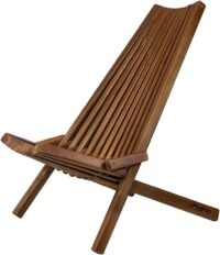 Melino Wooden Folding Chair for Outdoor, Low Profile Acacia Wood Lounge Chair with FSC Certified Acacia Wood, Fully Assembled - Caramel