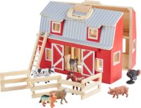 Melissa & Doug Fold and Go Wooden Barn With 7 Animal Play Figures