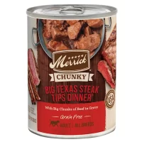 Merrick Grain Free Chunky Big Texas Steak Tips Dinner Canned Dog Food, 12.7 oz., Case of 12