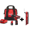 Milwaukee 2407-22-2426-20 M12 12V Lithium-Ion Cordless 3/8 in. Drill/Driver Kit with M12 Oscillating Multi-Tool
