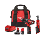 Milwaukee 2407-22-2457-20-48-11-2460 M12 12V Lithium-Ion Cordless 3/8 in. Drill/Driver Kit with M12 3/8 in. Ratchet and 6.0 Ah XC Battery Pack