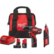 Milwaukee 2407-22-2460-20-48-11-2460 M12 12V Lithium-Ion Cordless 3/8 in. Drill/Driver Kit with M12 Rotary Tool and 6.0 Ah XC Battery Pack
