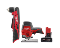 Milwaukee 2415-20-2445-20-48-11-2460 M12 12V Lithium-Ion Cordless 3/8 in. Right Angle Drill with M12 Cordless Jig Saw and 6.0 Ah XC Battery Pack