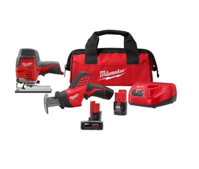 Milwaukee 2420-21-2445-20-48-11-2460 M12 12V Lithium-Ion HACKZALL Cordless Reciprocating Saw Kit with M12 Cordless Jig Saw and 6.0 Ah XC Battery Pack