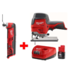 Milwaukee 2445-20-2426-20-48-59-2420 M12 12V Lithium-Ion Cordless Jig Saw and Multi-Tool Combo Kit W/ (1) 2.0Ah Battery and Charger