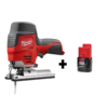 Milwaukee 2445-20-48-11-2420 M12 12V Lithium-Ion Cordless Jig Saw with M12 2.0Ah Battery