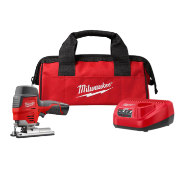 Milwaukee 2445-21 M12 12V Lithium-Ion Cordless Jig Saw Kit with One 1.5 Ah Battery, Charger, Tool Bag