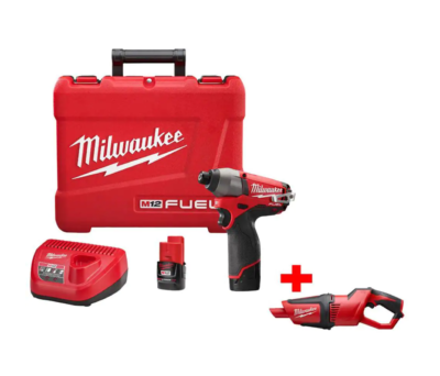 Milwaukee 2453-22-0850-20 M12 FUEL 12V Lithium-Ion Brushless 1/4 in. Hex Impact Driver Kit with M12 Cordless Vacuum