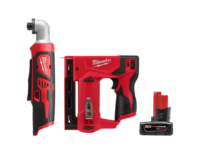 Milwaukee 2467-20-2447-20-48-11-2460 M12 12V Li-Ion Cordless 1/4 in. Right Angle Hex Impact Driver w/M12 3/8 in. Crown Stapler and 6.0Ah XC Battery Pack