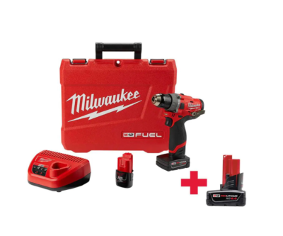 Milwaukee 2504-22-48-11-2460 M12 FUEL 12-Volt Lithium-Ion 1/2 in. Brushless Cordless Hammer Drill Kit W/ M12 6.0Ah Battery