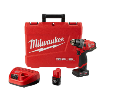 Milwaukee 2504-22 M12 FUEL 12-Volt Lithium-Ion Brushless Cordless 1/2 in. Hammer Drill Kit with 4.0 Ah and 2.0 Ah Battery and Hard Case