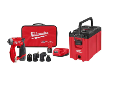 Milwaukee 2505-22-PO M12 FUEL 12V Lithium-Ion Brushless Cordless 4-in-1 Installation 3/8 in. Drill Driver Kit & 4-Tool Heads W/PACKOUT