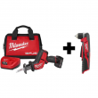 Milwaukee 2520-21XC-2415-20 M12 FUEL 12-Volt Lithium-Ion Brushless Cordless HACKZALL Reciprocating Saw Kit with M12 3/8 in. Right Angle Drill