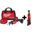 Milwaukee 2520-21XC-2457-20 M12 FUEL 12-Volt Lithium-Ion Brushless Cordless HACKZALL Reciprocating Saw Kit W/ M12 3/8 in. Ratchet