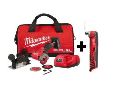Milwaukee 2522-21XC-2426-20 M12 FUEL 12-Volt 3 in. Lithium-Ion Brushless Cordless Cut Off Saw Kit with M12 Oscillating Multi-Tool