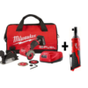 Milwaukee 2522-21XC-2457-20 M12 FUEL 12-Volt 3 in. Lithium-Ion Brushless Cordless Cut Off Saw Kit W/ M12 3/8 in. Ratchet
