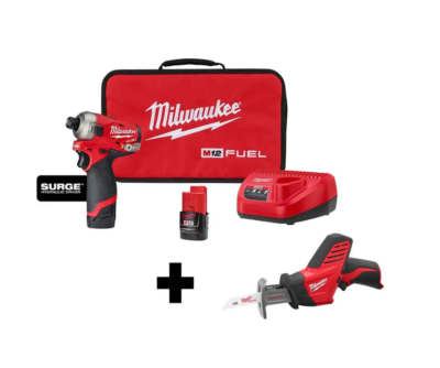 Milwaukee 2551-22-2420-20 M12 FUEL SURGE 12V Lithium-Ion Brushless Cordless 1/4 in. Hex Impact Driver Kit W/ M12 HACKZALL