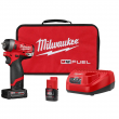 Milwaukee 2552-22 M12 FUEL 12V Lithium-Ion Brushless Cordless Stubby 1/4 in. Impact Wrench Kit with One 4.0 and One 2.0Ah Batteries