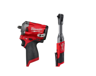 Milwaukee 2554-20-2560-20 M12 FUEL 12V Lithium-Ion Brushless Cordless Stubby 3/8 in. Impact Wrench with 3/8 in. Extended Reach Ratchet