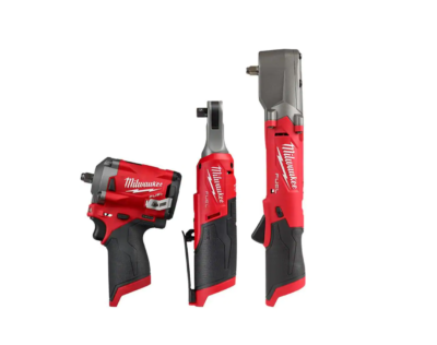 Milwaukee 2554-20-2564-20-2567-20 M12 FUEL 12V Li-Ion Brushless Cordless Stubby 3/8 in. Impact Wrench w/Right Angle Impact Wrench & High Speed Ratchet