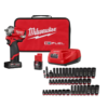 Milwaukee 2554-22-49-66-7009 M12 FUEL 12V Brushless Cordless Stubby 3/8 in. Impact Wrench Kit with 3/8 in. Drive SAE/Metric Socket Set (43-Piece)