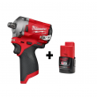 Milwaukee 2555-20-48-11-2420 M12 FUEL 12V Lithium-Ion Brushless Cordless Stubby 1/2 in. Impact Wrench with M12 2.0Ah Battery