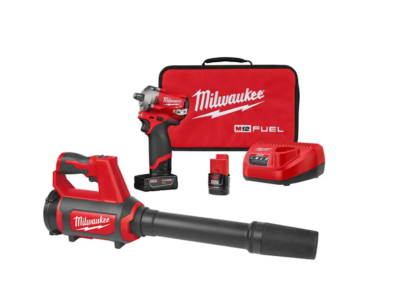 Milwaukee 2555-22-0852-20 M12 FUEL 12V Lithium-Ion Brushless Cordless Stubby 1/2 in. Impact Wrench Kit with Compact Spot Blower