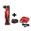 Milwaukee 2615-20-48-59-1850 M18 18V Lithium-Ion Cordless 3/8 in. Right-Angle Drill with M18 Starter Kit with One 5.0 Ah Battery and Charger