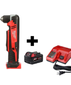 Milwaukee 2615-20-48-59-1850 M18 18V Lithium-Ion Cordless 3/8 in. Right-Angle Drill with M18 Starter Kit with One 5.0 Ah Battery and Charger