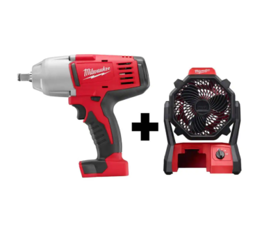 Milwaukee 2663-20-0886-20 M18 18V Lithium-Ion Cordless 1/2 in. Impact Wrench, Friction Ring with M18 Jobsite Fan