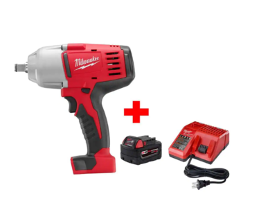 Milwaukee 2663-20-48-59-1850 M18 18V Lithium-Ion Cordless 1/2 in. Impact Wrench W/ Friction Ring W/ (1) 5.0Ah Battery and Charger