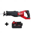 Milwaukee 2722-20-48-11-1850 M18 FUEL 18V Lithium-Ion Brushless Cordless SUPER SAWZALL Orbital Reciprocating Saw with M18 5.0 Ah Battery